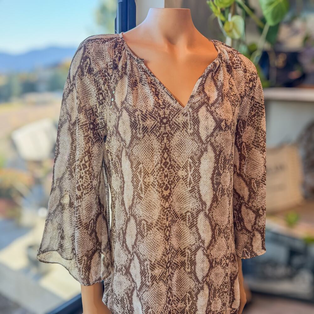 White House Black Market, Python Print Ruffled He… - image 2